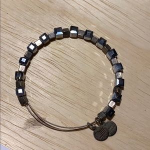 Silver and graphite bangle